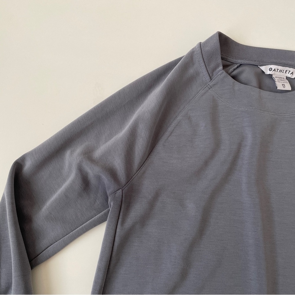 Athleta Seasoft Crewneck Sweatshirt in COSMOS gray blue, Size XS - Picture 6 of 16